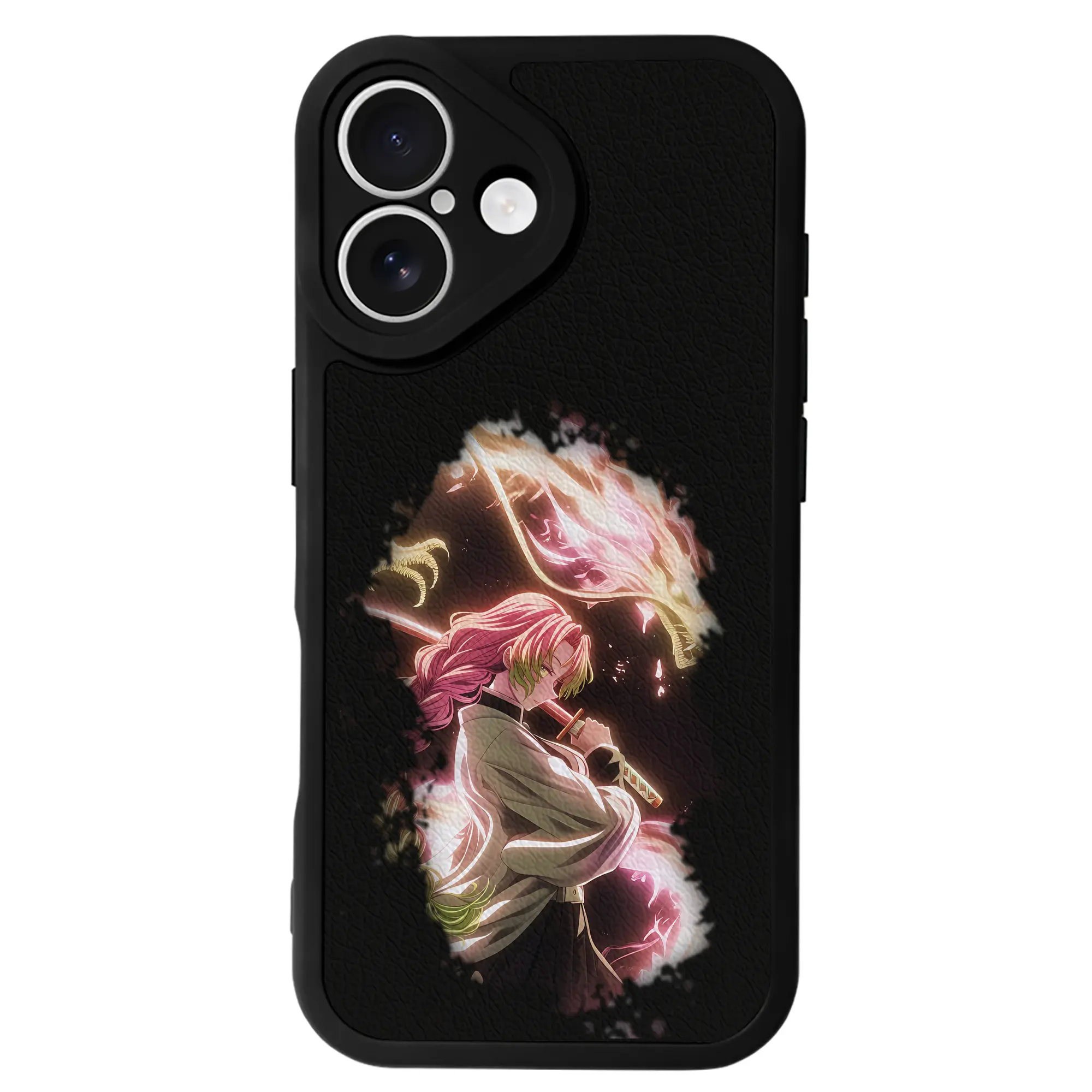 鬼滅の刃 グッズ,甘露寺 蜜璃 - IPhone 16シリーズ対応 ・ シリコンスマホケース ・ レザー調 ・ 高精度フィット ・ 耐衝撃 ・ ワイヤレス充電対応 ・ 精密カット